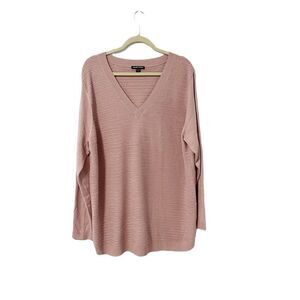 🟢Hilary Radley Blush Pink V Neck Knit Sweater Size XXL